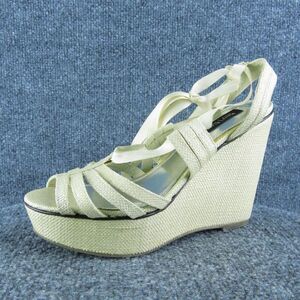 White House Black‎ Market Tori Women Strappy Sandal Size 8 Medium Beige Textile